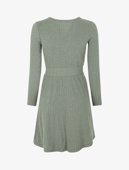 Robe pull uni coupe patineuse - Kaki - 2