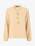 Blouse en voile unie à col boutonné - Camel - 1