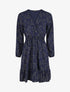 Robe évasée motif feuilles pailletées - Marine - 5