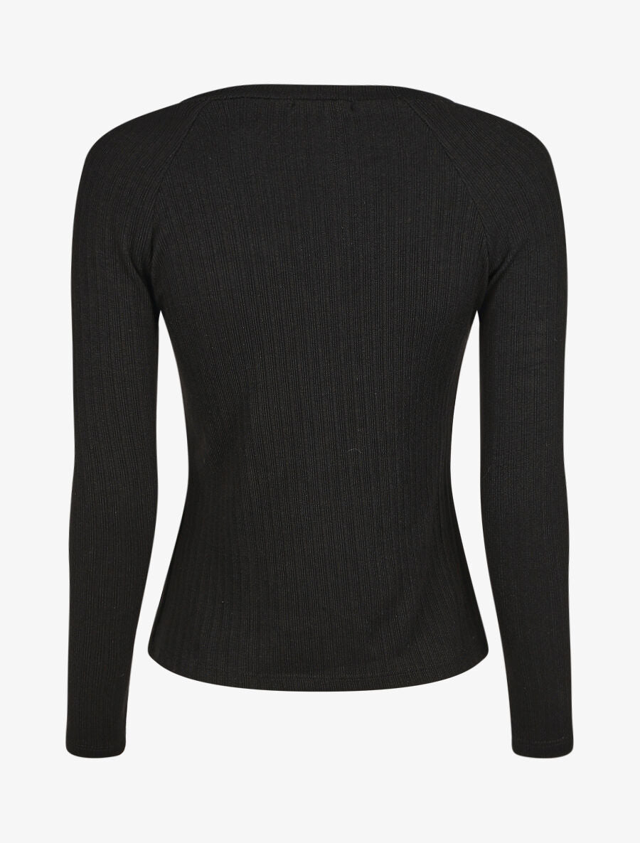 Pull fin droit et côtelé col zippé - Noir - 2