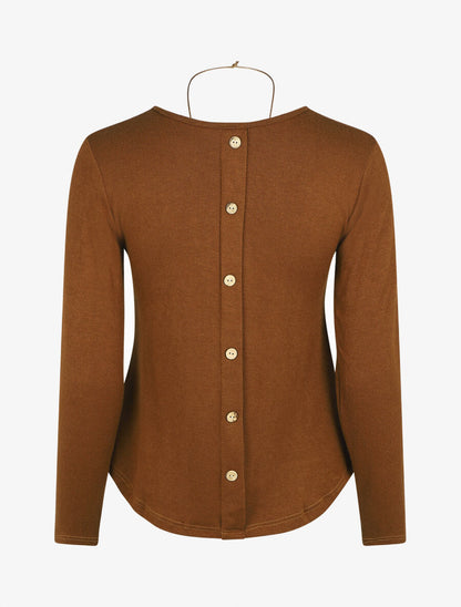 Pull droit dos boutonné - Camel - 2