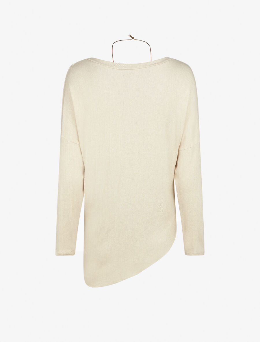 Pull fin uni à nouer - Beige - 2