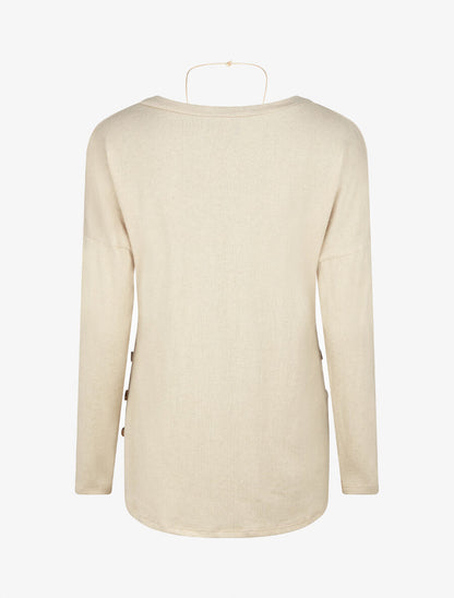 Pull fin uni à col rond - Beige - 2