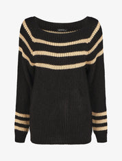 Pull en maille à col bateau - Noir - 6