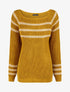 Pull en maille à col bateau - Jaune moutarde - 1