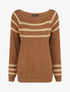 Pull en maille à col bateau - Camel - 5