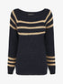 Pull en maille à col bateau - Marine - 1
