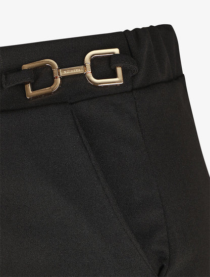 Pantalon ample taille haute à boucles - Noir - 3