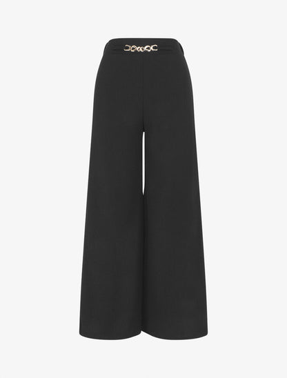 Pantalon ample taille haute élastiquée - Noir - 1