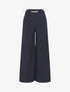 Pantalon ample taille haute élastiquée - Marine - 4