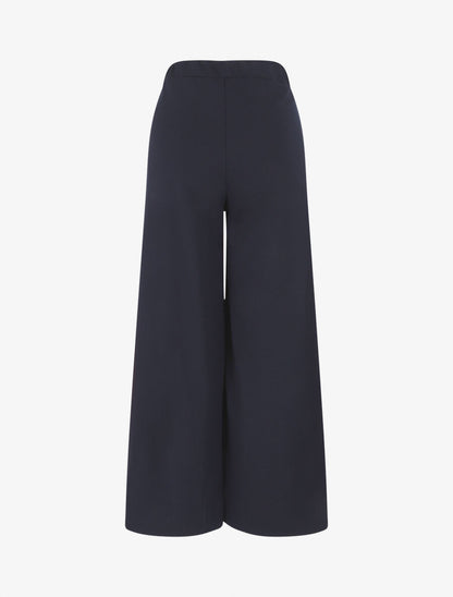 Pantalon ample taille haute élastiquée - Marine - 2