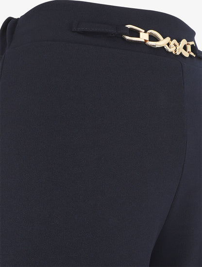 Pantalon ample taille haute élastiquée - Marine - 3