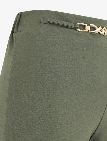 Pantalon ample taille haute élastiquée - Kaki - 3