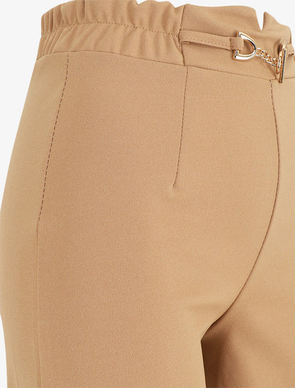 Pantalon uni à taille élastiqué - Camel - 3