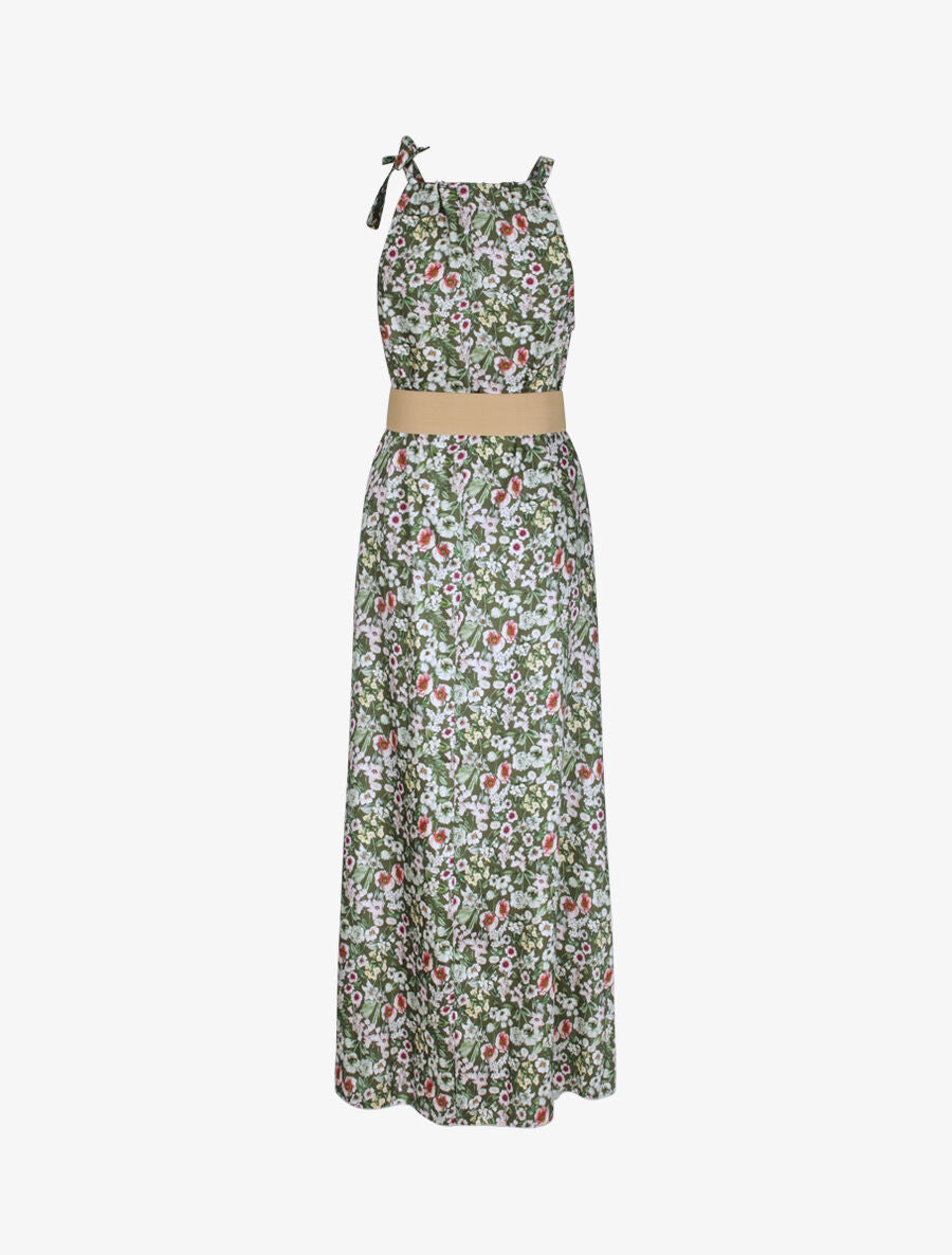 Robe longue à imprimé fleuri - Kaki - 2