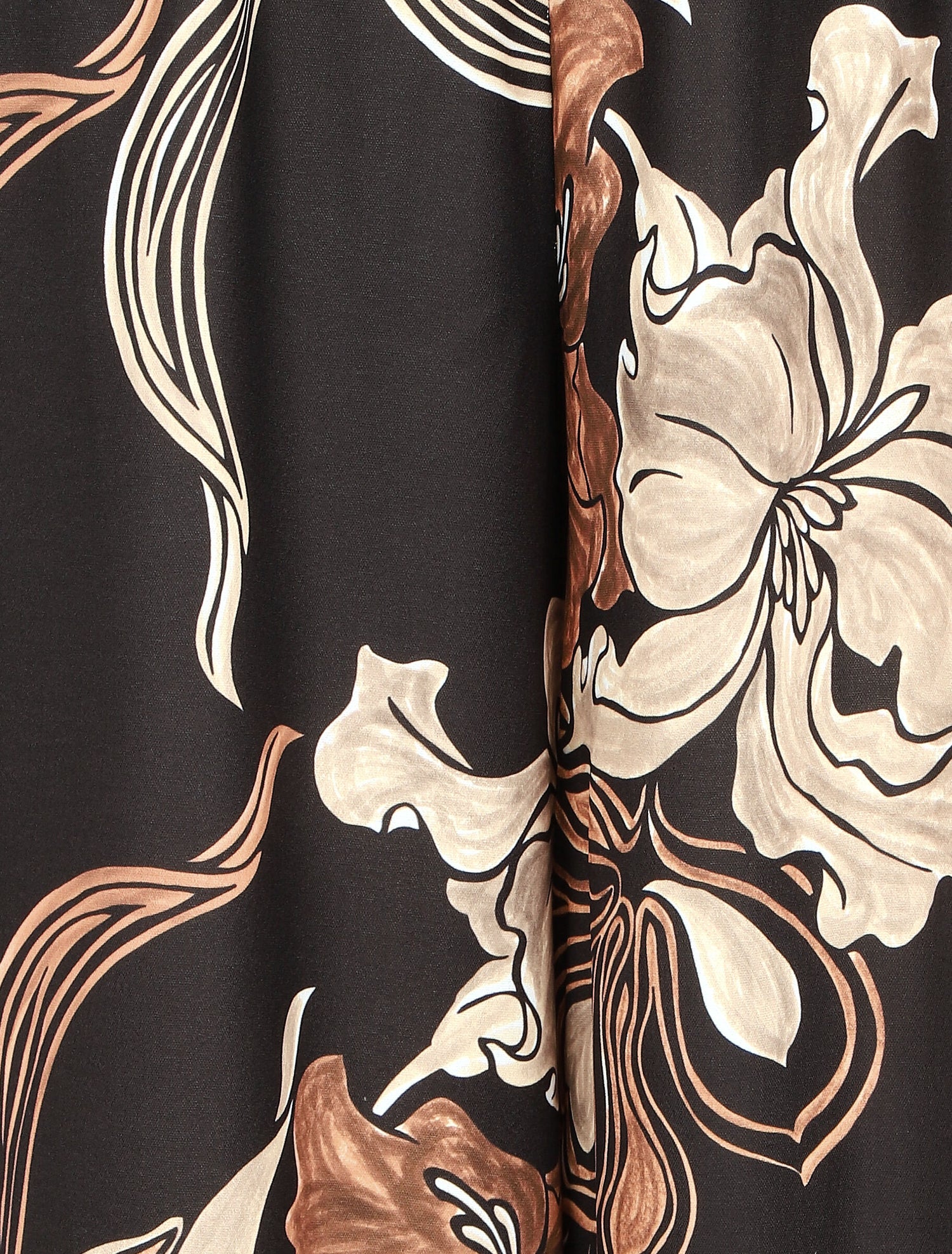 Pantalon ample taille haute imprimé floral - Noir - 3