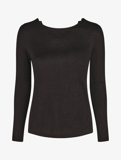 Pull fin droit dos en crochet - Noir - 4