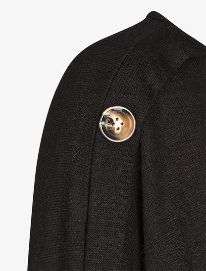 Pull ample manches à boutons décoratifs - Noir - 3