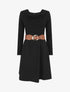 Robe courte évasée col bénitier et manches longues - Noir - 1