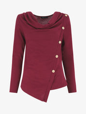 Pull droit à boutons et col bénitier - Bordeaux - 1