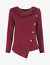 Pull droit à boutons et col bénitier - Bordeaux - 1