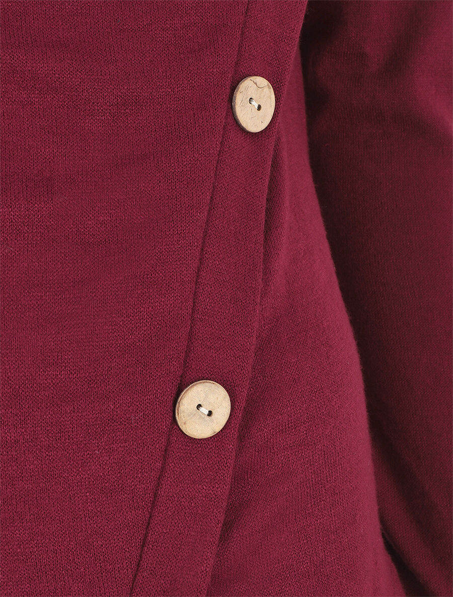 Pull droit à boutons et col bénitier - Bordeaux - 3