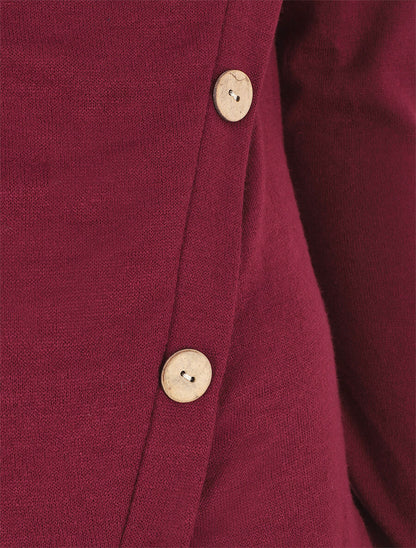 Pull droit à boutons et col bénitier - Bordeaux - 3