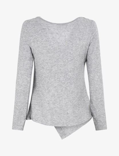Pull droit à boutons et col bénitier - Gris - 2