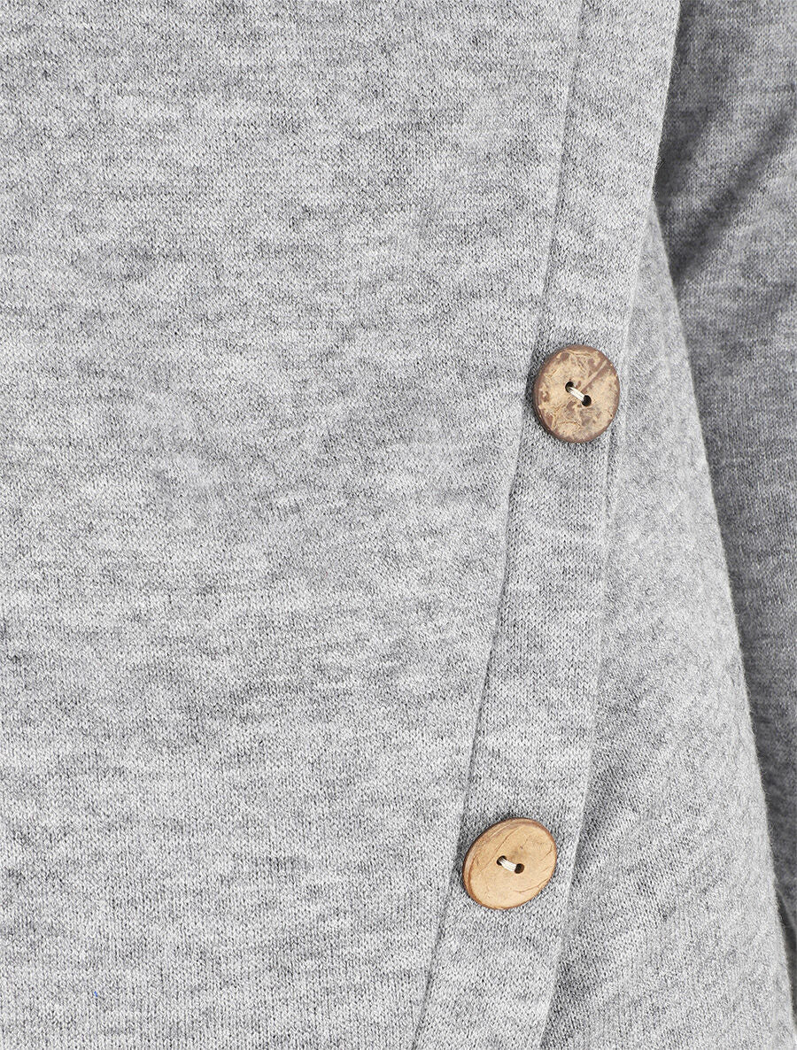 Pull droit à boutons et col bénitier - Gris - 3
