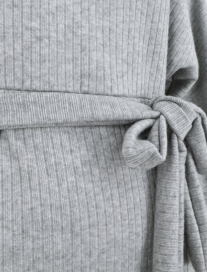 Robe pull ajustée dos en V dentelle - Gris - 3