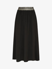 Jupe longue évasée taille haute irisée - Noir - 1