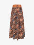Jupe longue à taille haute imprimé fleuri - Marron - 4