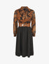Robe longue évasée imprimé tropical - Noir/camel - 1