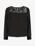 Top uni en voile et dentelle - Noir - 7