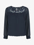 Top uni en voile et dentelle - Marine - 7