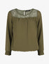 Top uni en voile et dentelle - Kaki - 7