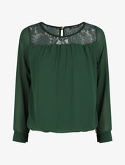 Top uni en voile et dentelle - Vert - 7