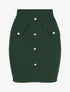 Jupe droite à boutons décoratifs - Vert sapin - 4