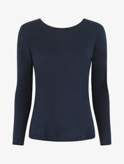 Pull droit dos en V dentelle - Marine - 4
