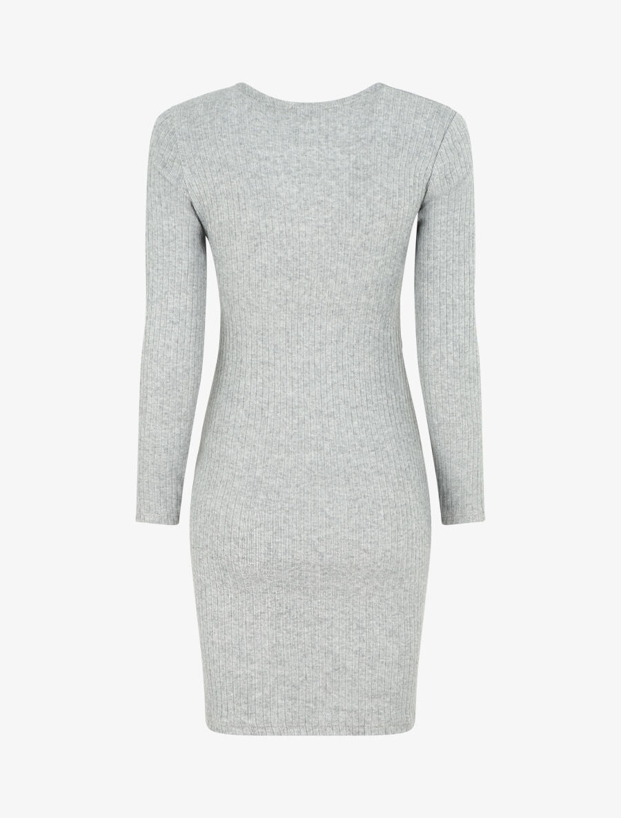 Robe courte ajustée manches longues - Gris - 2