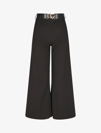 Pantalon ample taille haute uni - Noir - 1