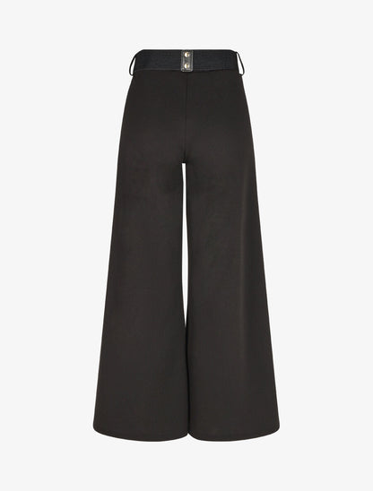 Pantalon ample taille haute uni - Noir - 2