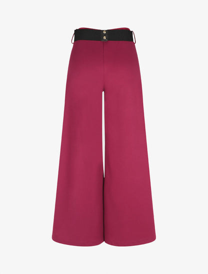 Pantalon ample taille haute uni - Violine - 2