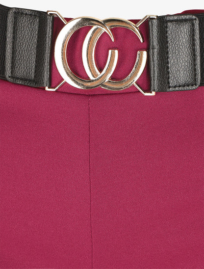 Pantalon ample taille haute uni - Violine - 3