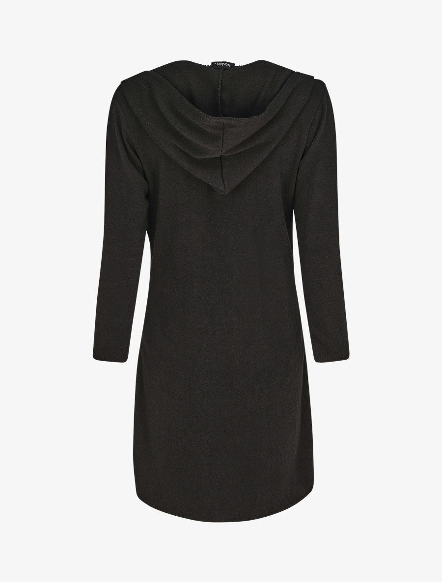 Gilet long en maille à capuche - Noir - 2