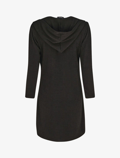 Gilet long en maille à capuche - Noir - 2