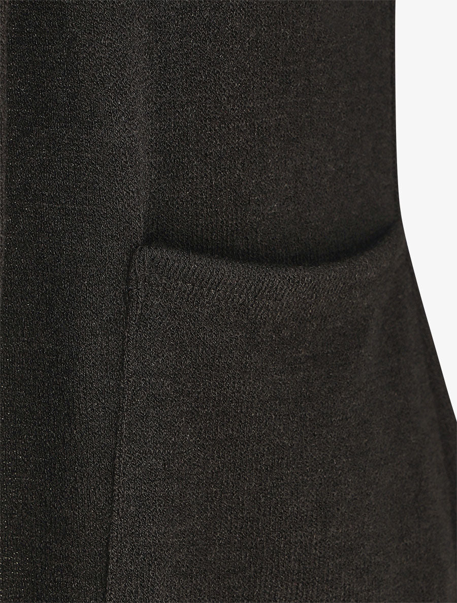 Gilet long en maille à capuche - Noir - 3