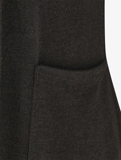 Gilet long en maille à capuche - Noir - 3