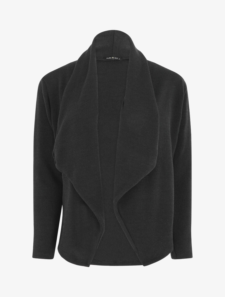 Gilet mi-long uni - Noir - 1