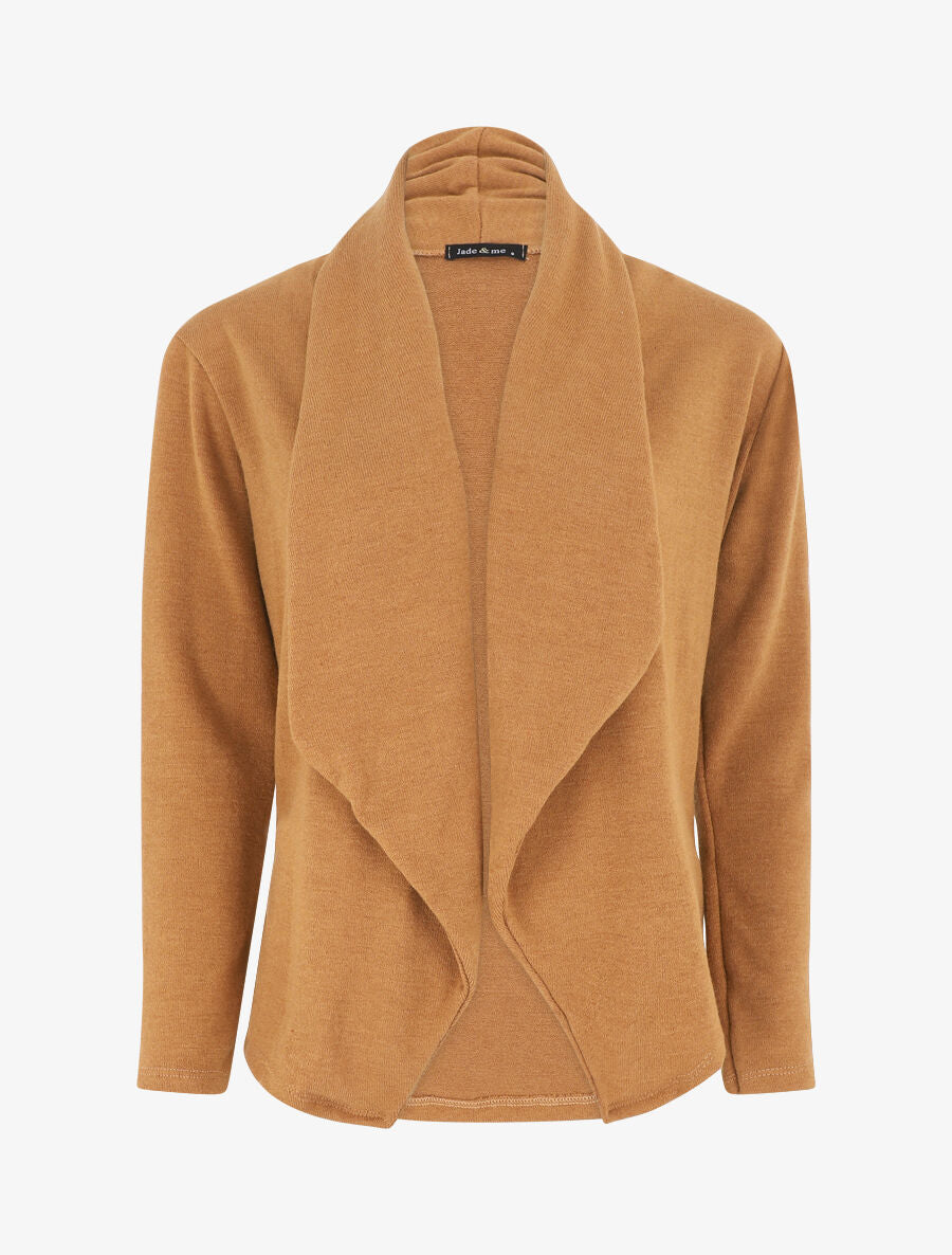 Gilet mi-long uni - Camel - 4